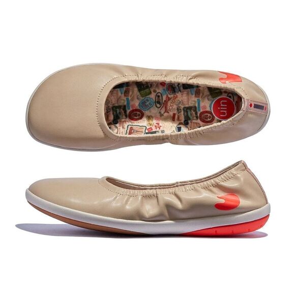 UIN Beige and Red Flats - Picture 6 of 8